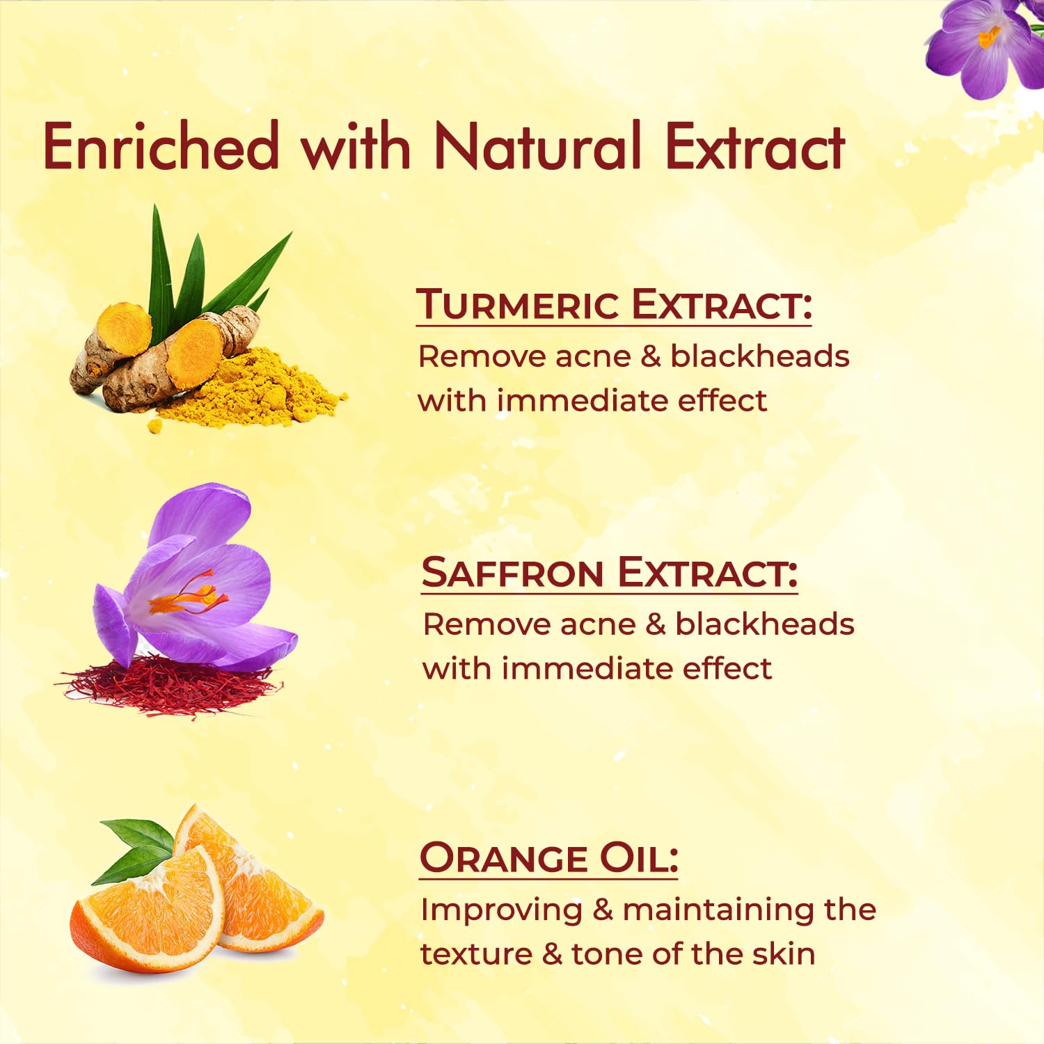 NutriGlow Gold Kesar Facial Kit for Glowing Skin, 6-Step Facial Kit for Women, With Turmeric & Saffron Extracts, At-Home facial, 250g + 10ml – view 4
