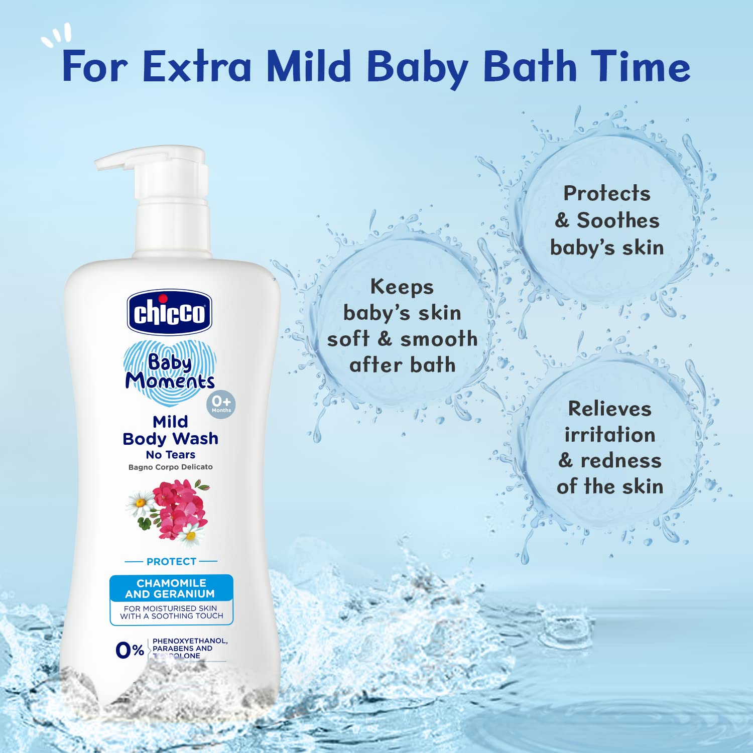 Chicco Baby Moments Mild Body Wash Protect, New Advanced formula with Natural Ingredients, No tears, Suitable for Baby – view 2