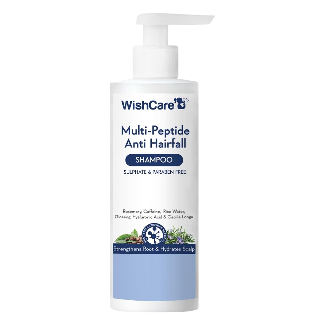 WishCare anti hairfall shampoo bottle for frizzy dry hair