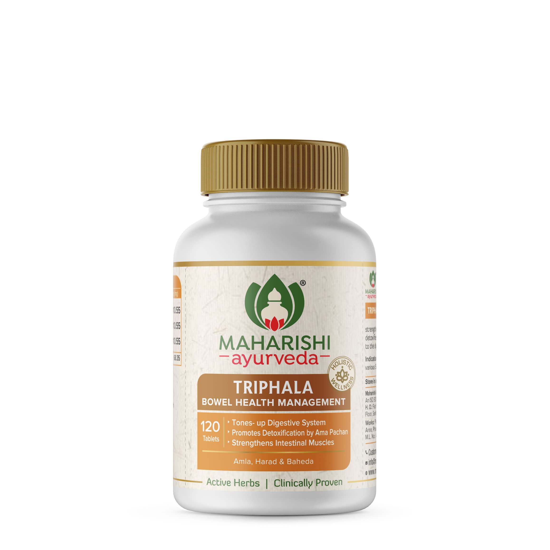 Maharishi Ayurveda Triphala tablets bottle for digestive wellness support