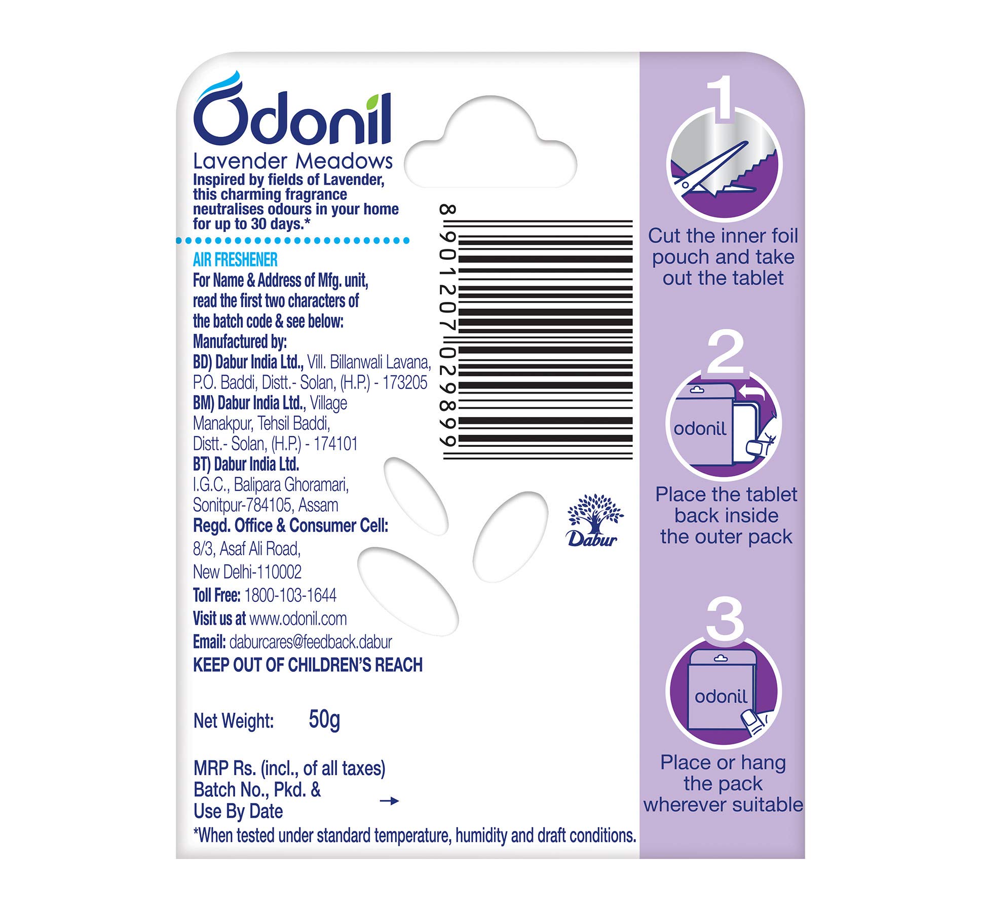 Odonil Air Freshener Tablet- 50g (Lavender Meadows) – view 2