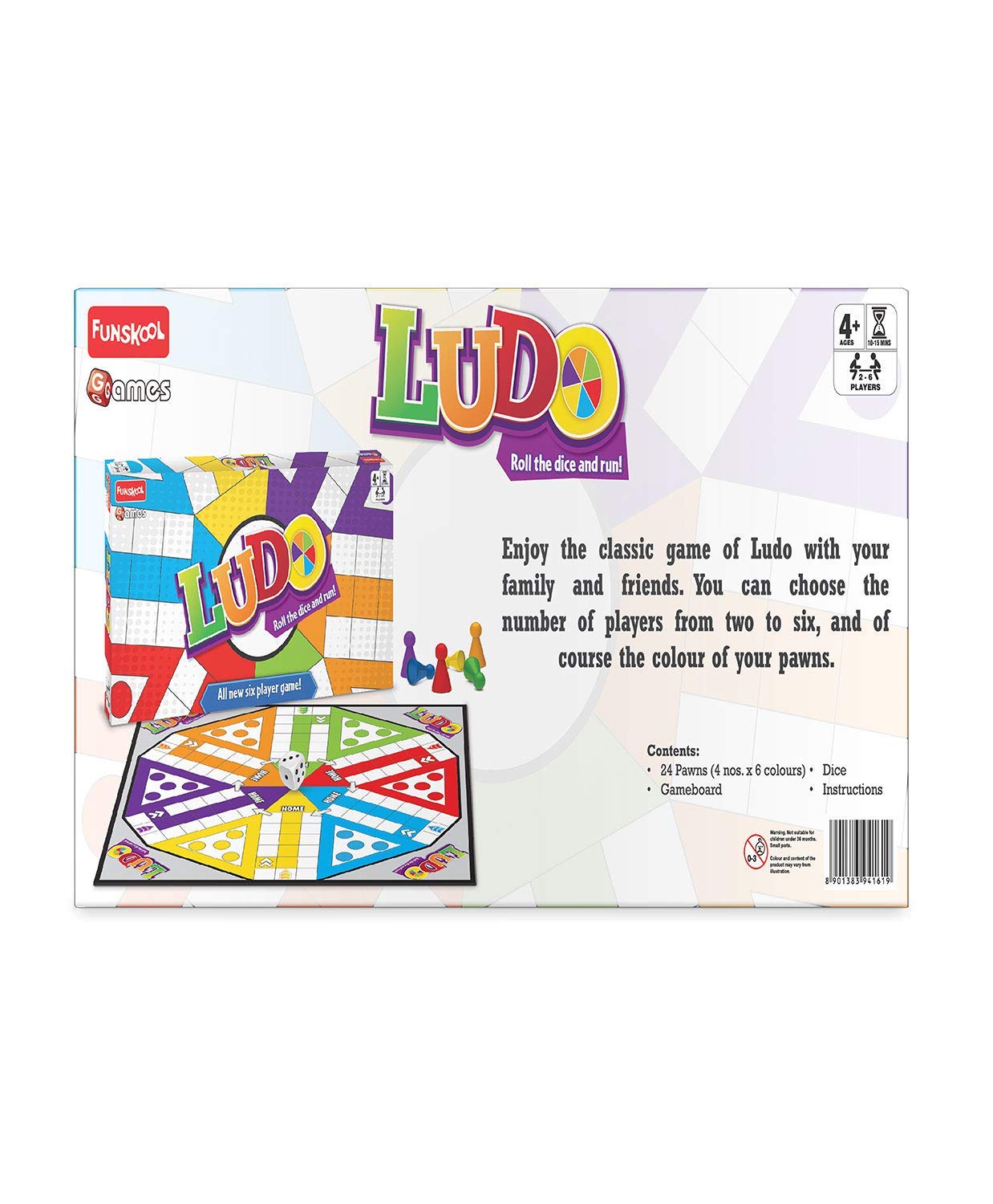 Funskool Games - Ludo 2018, The Classic startegy Game Board, Unique 6 Player Game, Kids and Family, 2-6 Players, 4 & Above – view 3