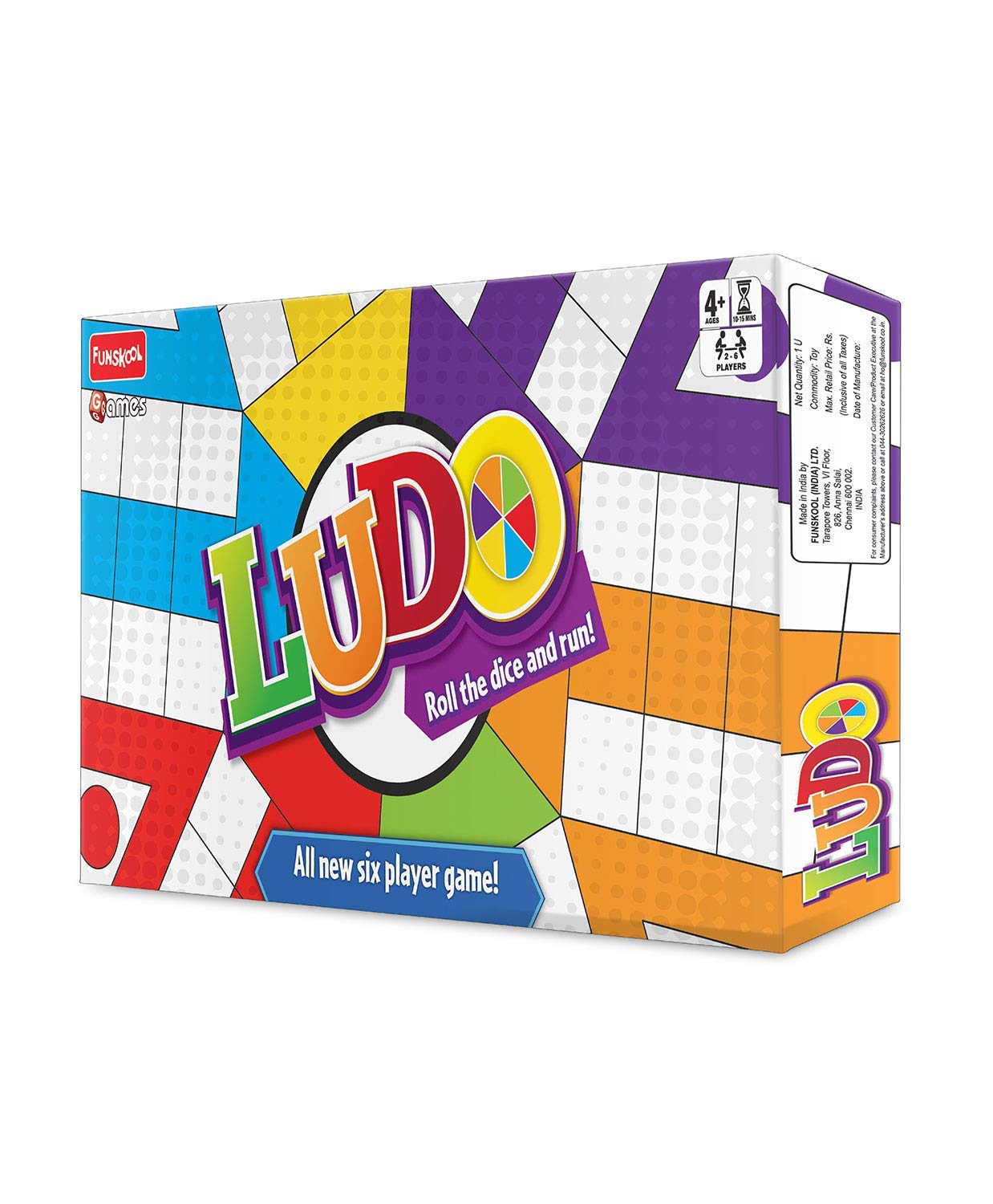 Funskool Games - Ludo 2018, The Classic startegy Game Board, Unique 6 Player Game, Kids and Family, 2-6 Players, 4 & Above – view 5