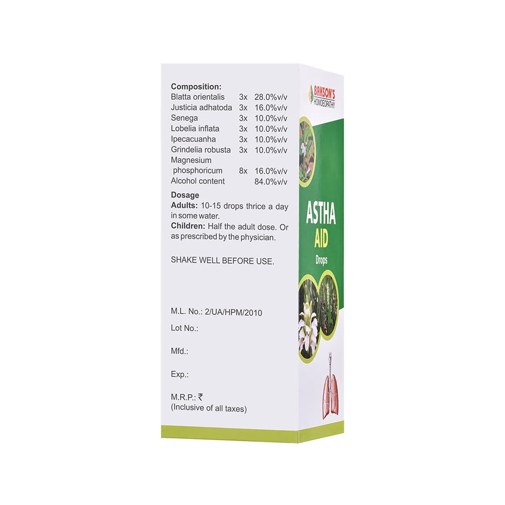 Dr. Bakshi's BAKSON'S HOMOEOPATHY Astha Aid Drops (30 ml) – view 2