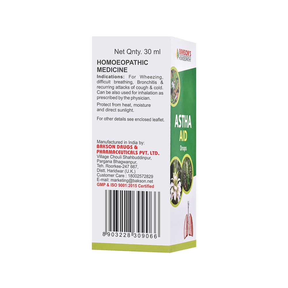 Dr. Bakshi's BAKSON'S HOMOEOPATHY Astha Aid Drops (30 ml) – view 3