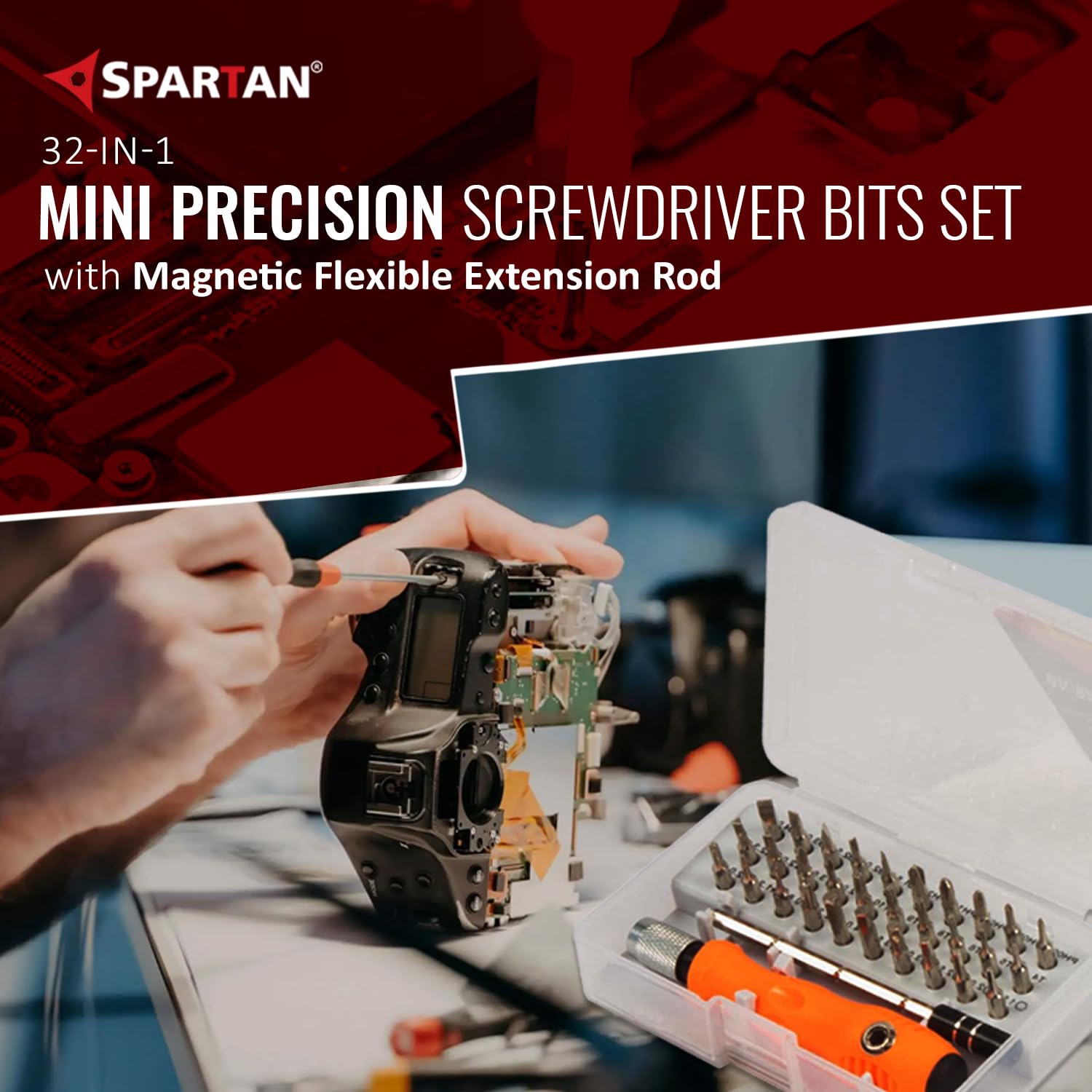 SPARTAN ISH-0408, 32-In-1 Mini Precision Screwdriver Bits Set with Magnetic Flexible Extension Rod, Screwdriver Set For Mobile, Laptop, Camera/Multipurpose Application, 1 Piece (Assorted Color) – view 7