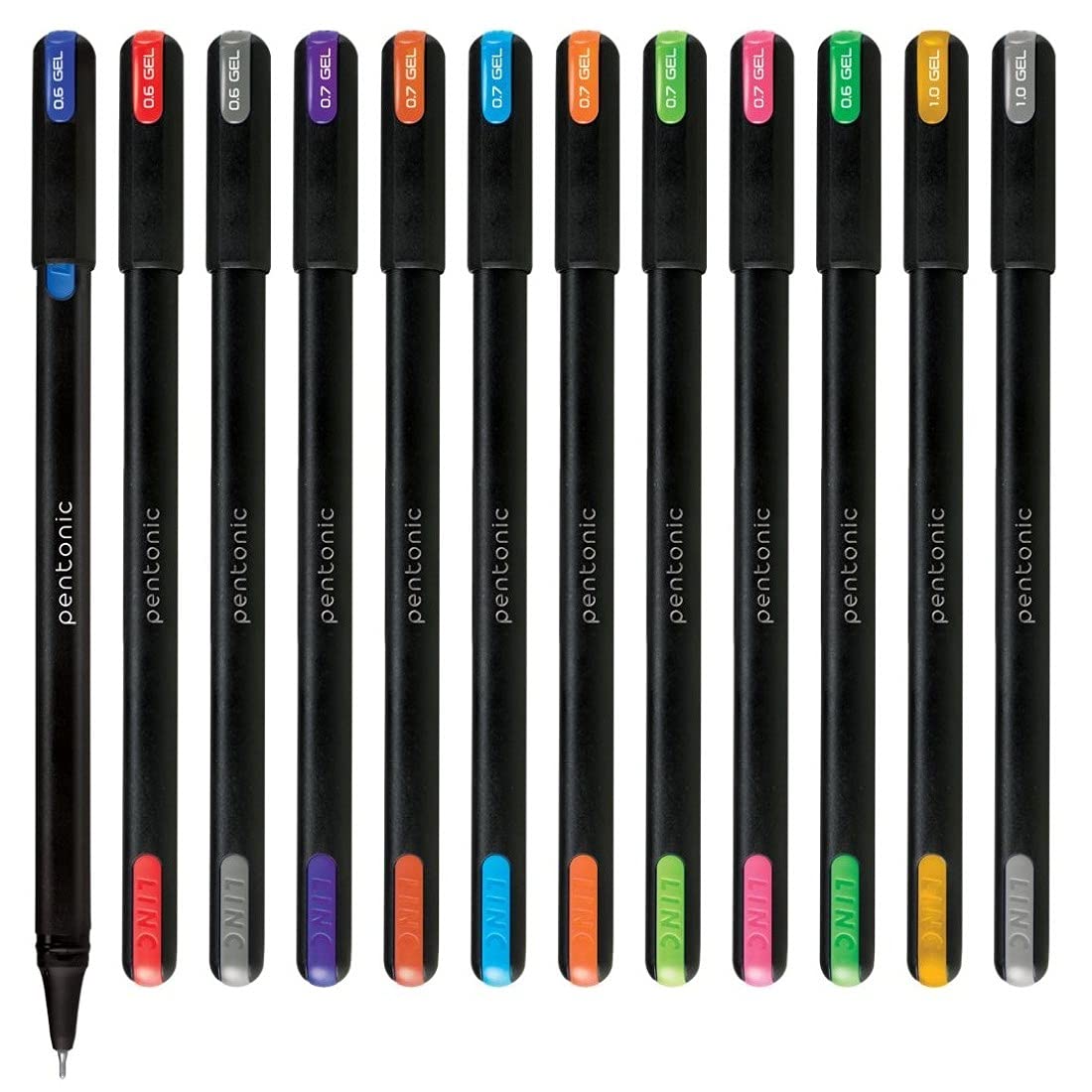 Pentonic black-body multicolor gel pen set with storage case