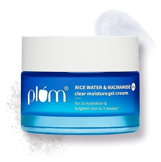 Lightweight Plum face gel cream moisturizer in 50 g jar
