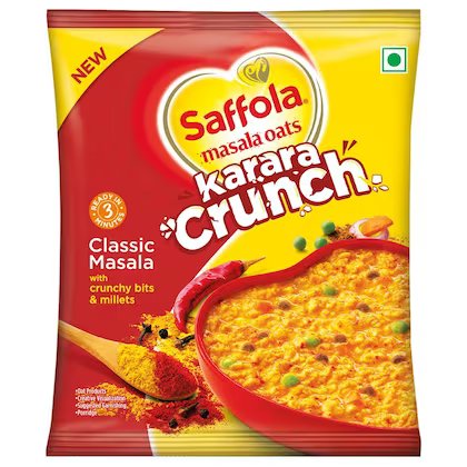 Close view of Saffola Masala Oats Karara Crunch 42 g pack