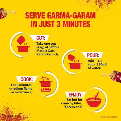 Saffola Masala Oats - Karara Crunch, Classic Masala, Tasty Recipe, 42 g – view 4