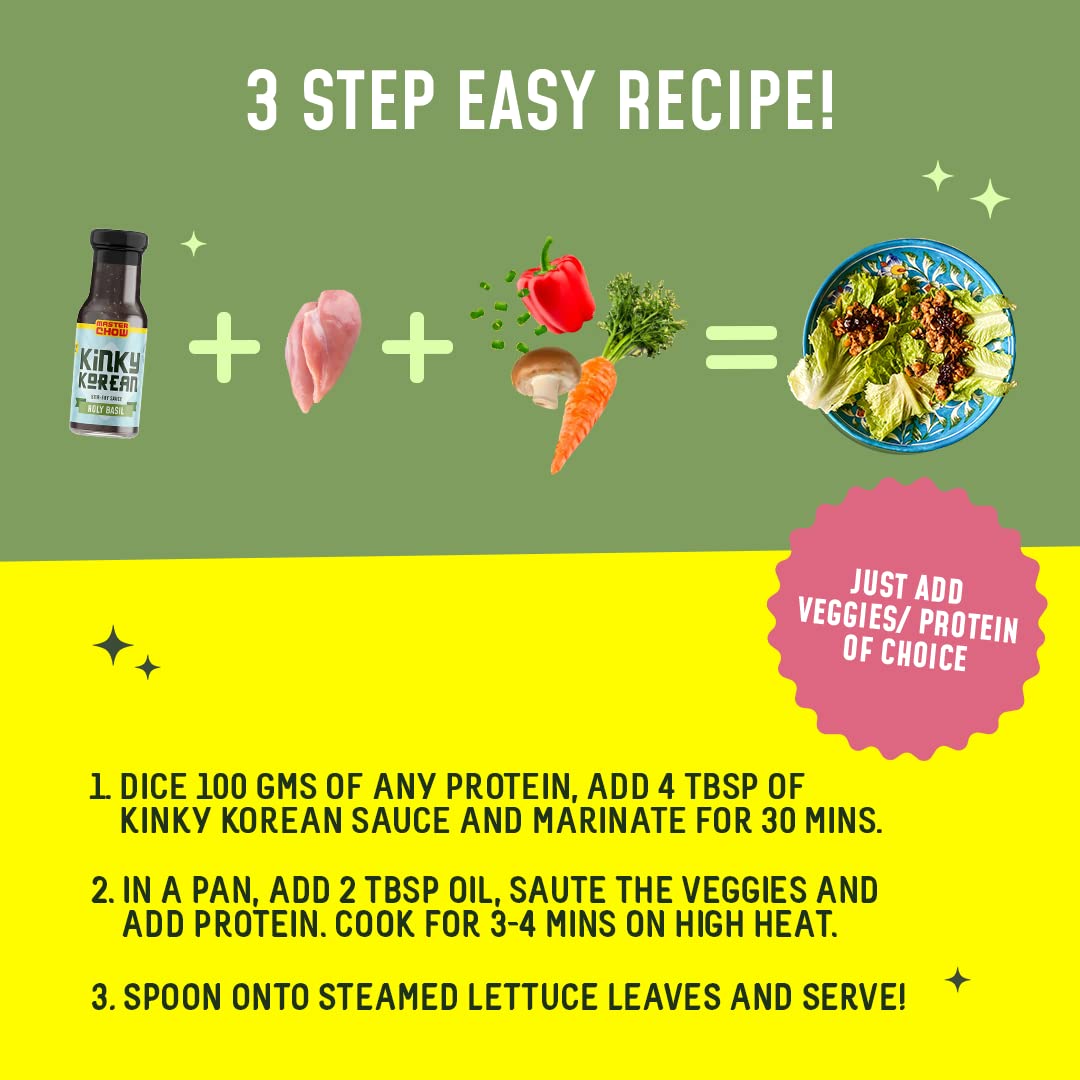 MasterChow Low Calories Cooking Sauce Kit with Bang Bang Chilli Garlic Stir-Fry Sauce & Holy Basil Kinky Korean Cooking Sauce – view 5