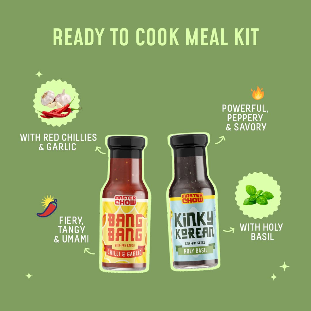 MasterChow Low Calories Cooking Sauce Kit with Bang Bang Chilli Garlic Stir-Fry Sauce & Holy Basil Kinky Korean Cooking Sauce – view 7
