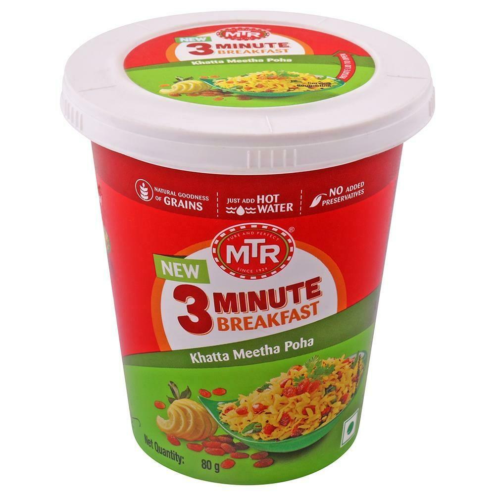 Single MTR instant poha cup for quick vegetarian breakfast