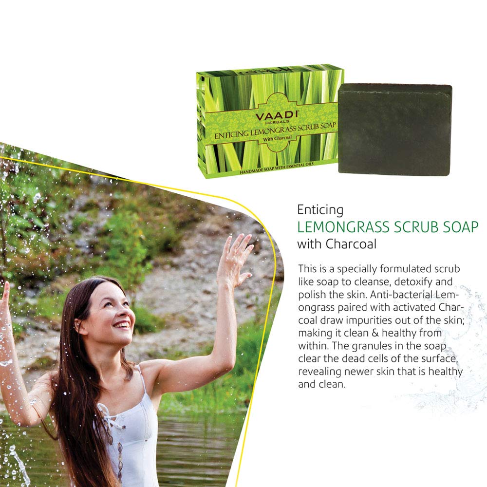 Vaadi Herbals Value Enticing Lemongrass Scrub Soap, 3 x 75g – view 3