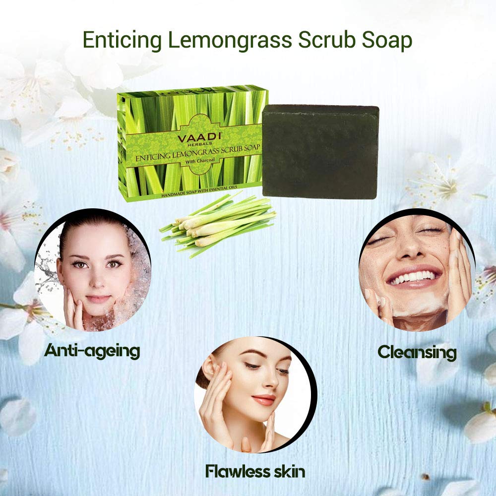 Vaadi Herbals Value Enticing Lemongrass Scrub Soap, 3 x 75g – view 4