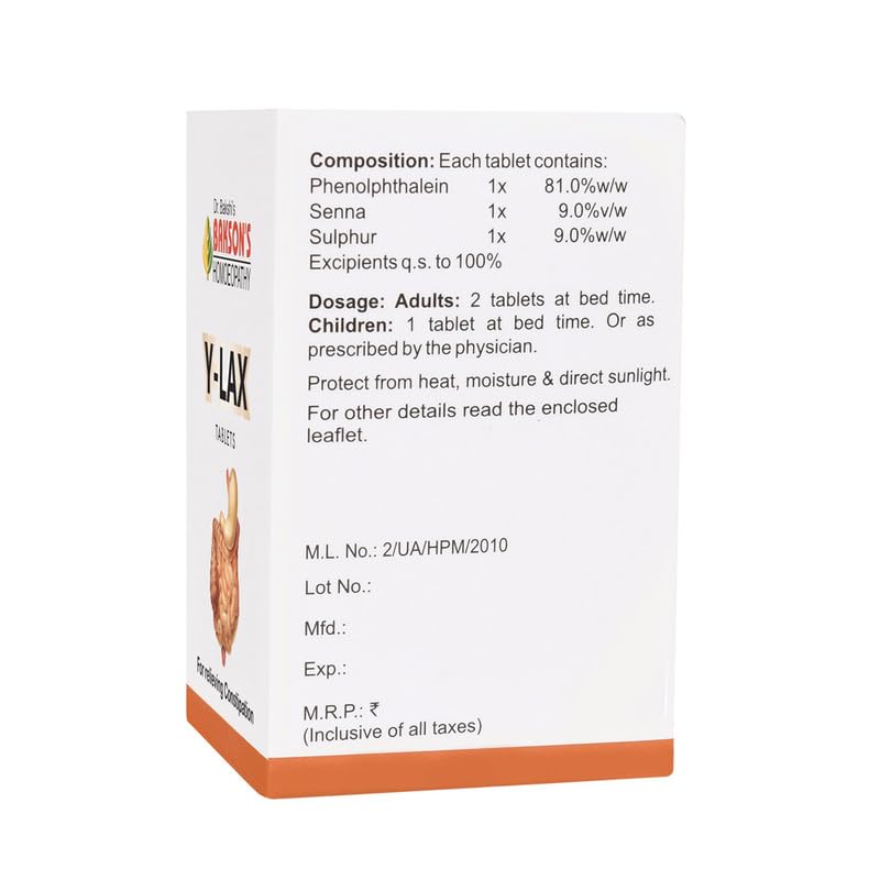 Dr. Bakshi's BAKSON'S HOMEPATHY Y-Lax Tablets-150 Tablets (2 Pack of 75 Units) – view 2