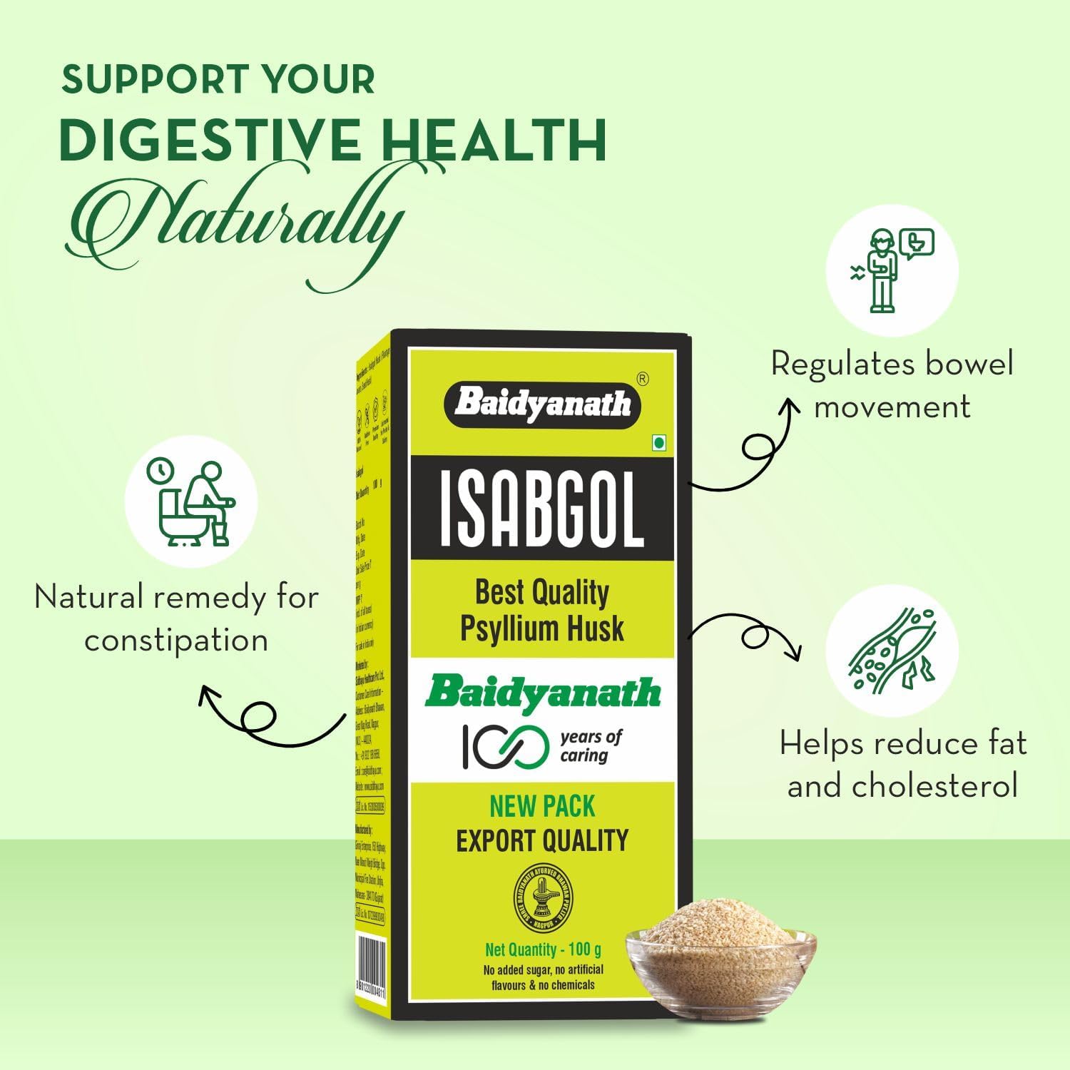 Baidyanath Asli Ayurved Isabgol - Psyllium Husk Powder 100gm – view 3