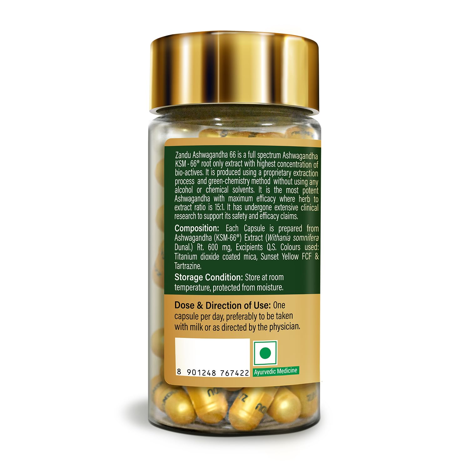 Zandu Ashwagandha KSM-66 (600 mg high dose formula) Tablets – view 2
