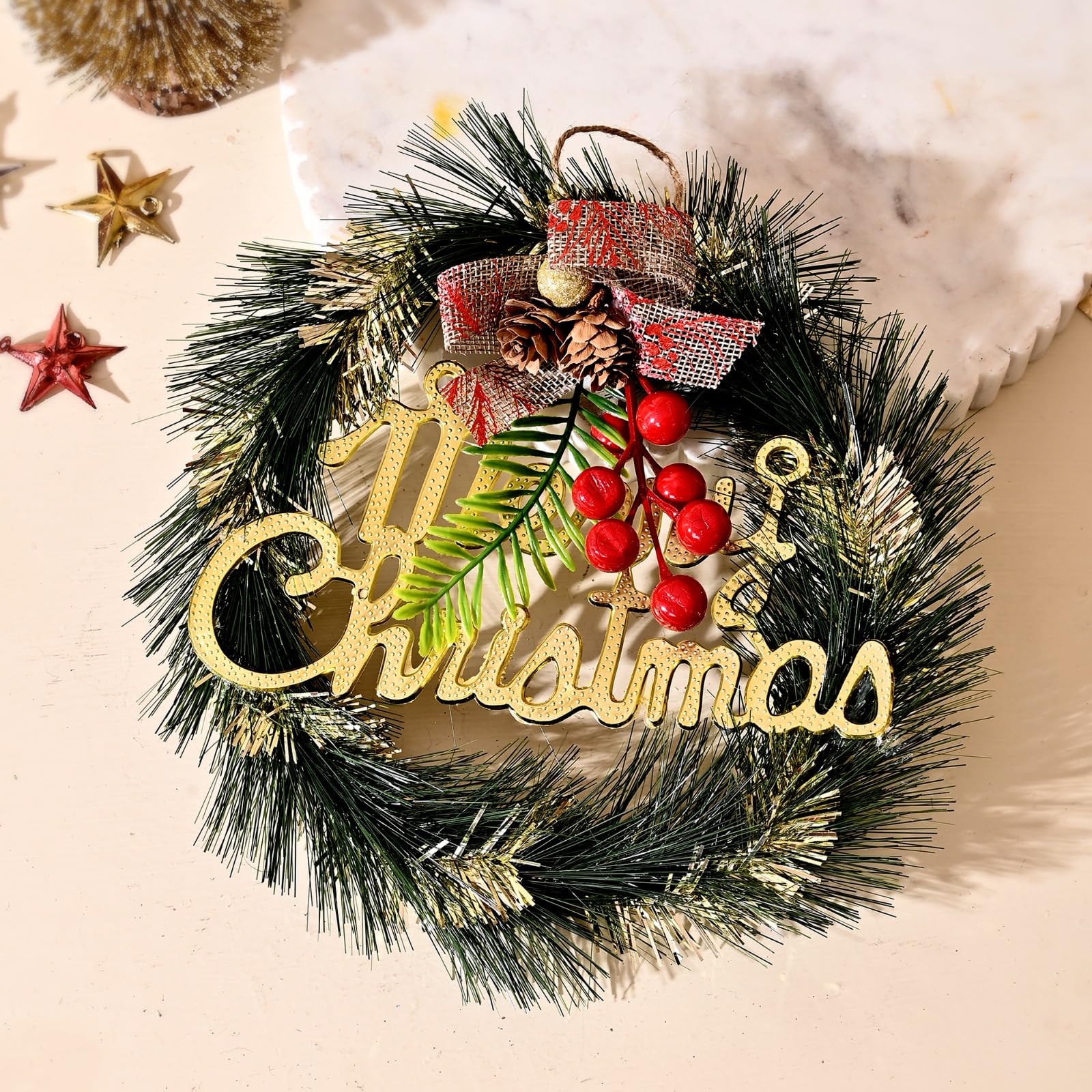 Handmade round Christmas wreath for door or wall decor