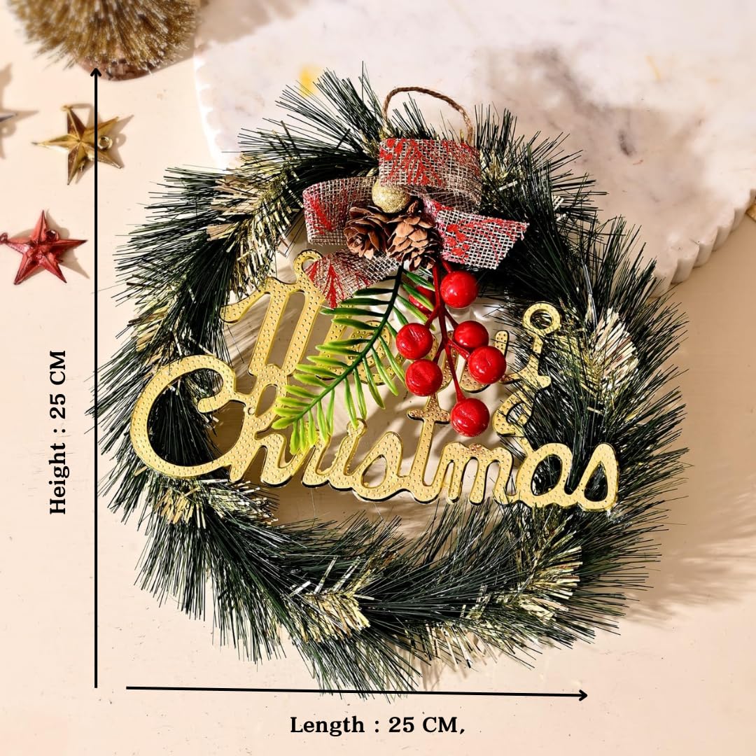 CraftVatika Christmas Decoration Items, Christmas Cherry Wreath for Front Door Wall Hanging Christmas Tree Ornaments Xmas Decorations, Wreath Decoration for Christmas Gifts for Office Decor (Type 5) – view 3