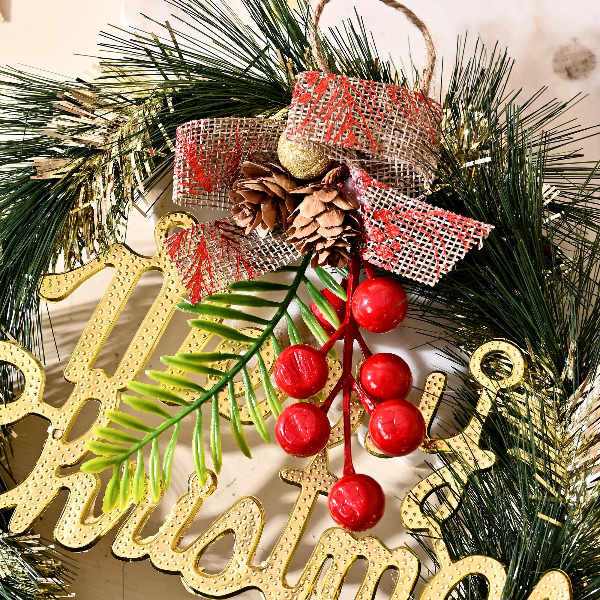 CraftVatika Christmas Decoration Items, Christmas Cherry Wreath for Front Door Wall Hanging Christmas Tree Ornaments Xmas Decorations, Wreath Decoration for Christmas Gifts for Office Decor (Type 5) – view 4