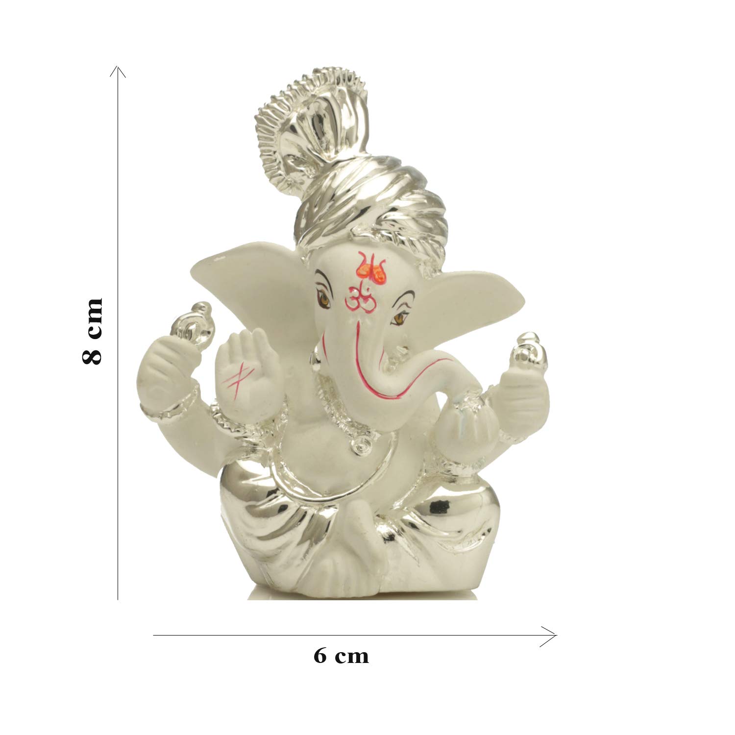 Collectible India Ganesh Idol for Gift,Silver Plated Terracotta Lord Ganesha Murti for Car Dashboard Home Decoration Items Diwali Gifts for Family and Friends – view 5