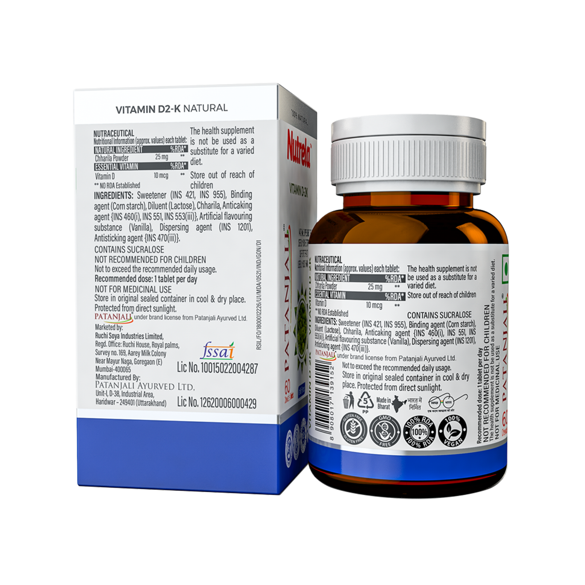 Patanjali Nutrela Vit D2k Natural Tab Vanilla 16 g – view 3