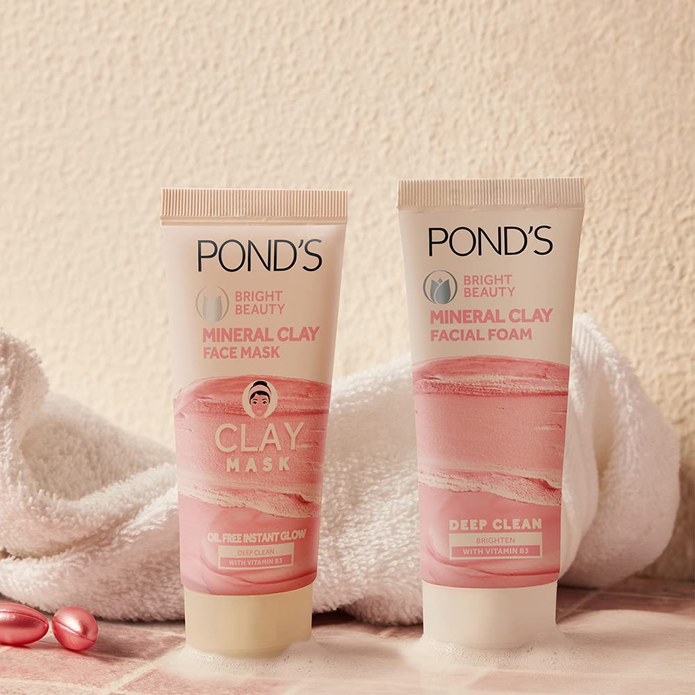 POND'S Bright Beauty Mineral Clay Vitamin B3, 4X Oil Absorbing, Brightening, Clay Mask For Oil Free Instant Glow, Face Mask 90 g – view 3
