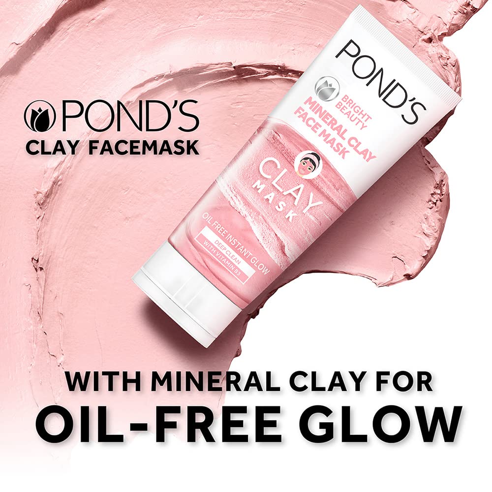 POND'S Bright Beauty Mineral Clay Vitamin B3, 4X Oil Absorbing, Brightening, Clay Mask For Oil Free Instant Glow, Face Mask 90 g – view 4