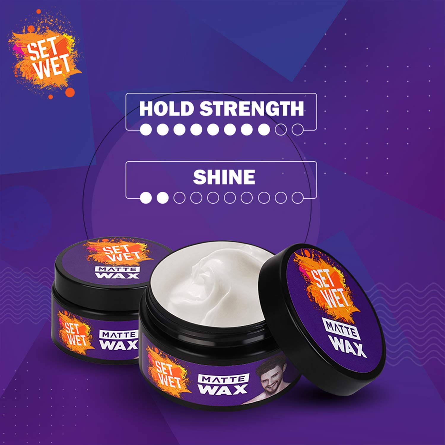 Set Wet Matte Hair Wax For Men, Strong Hold, Jar, 60 g (Pack of 2) – view 3