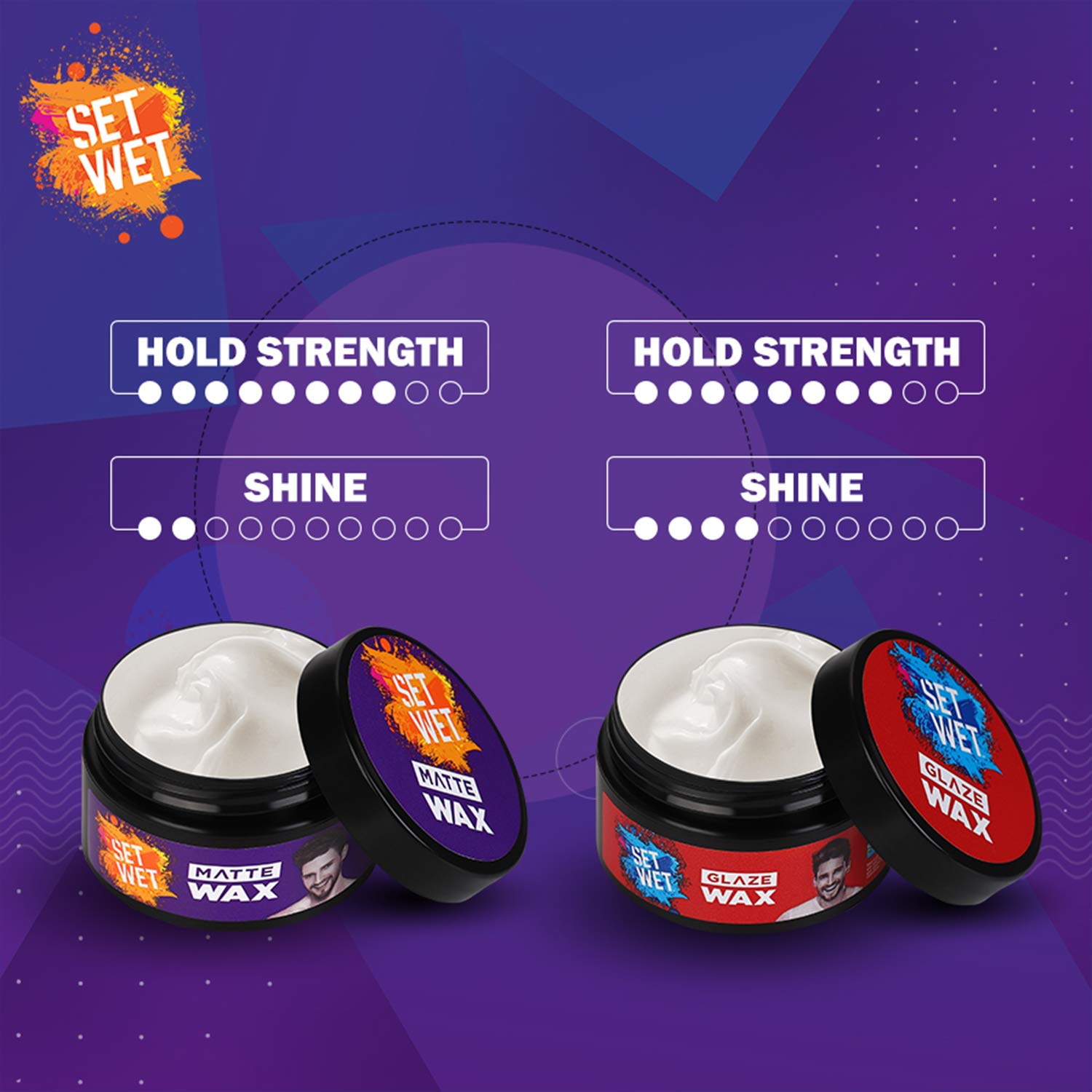 Set Wet Matte Hair Wax For Men, Strong Hold, Jar, 60 g (Pack of 2) – view 5