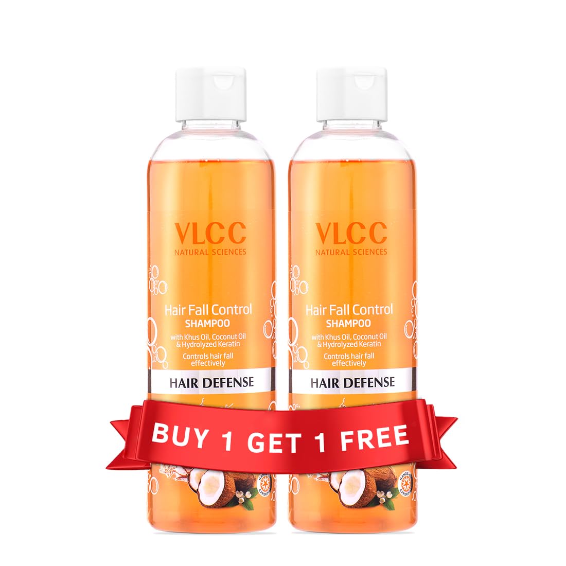 Two VLCC Hair Fall Control Shampoo bottles, 350 ml each