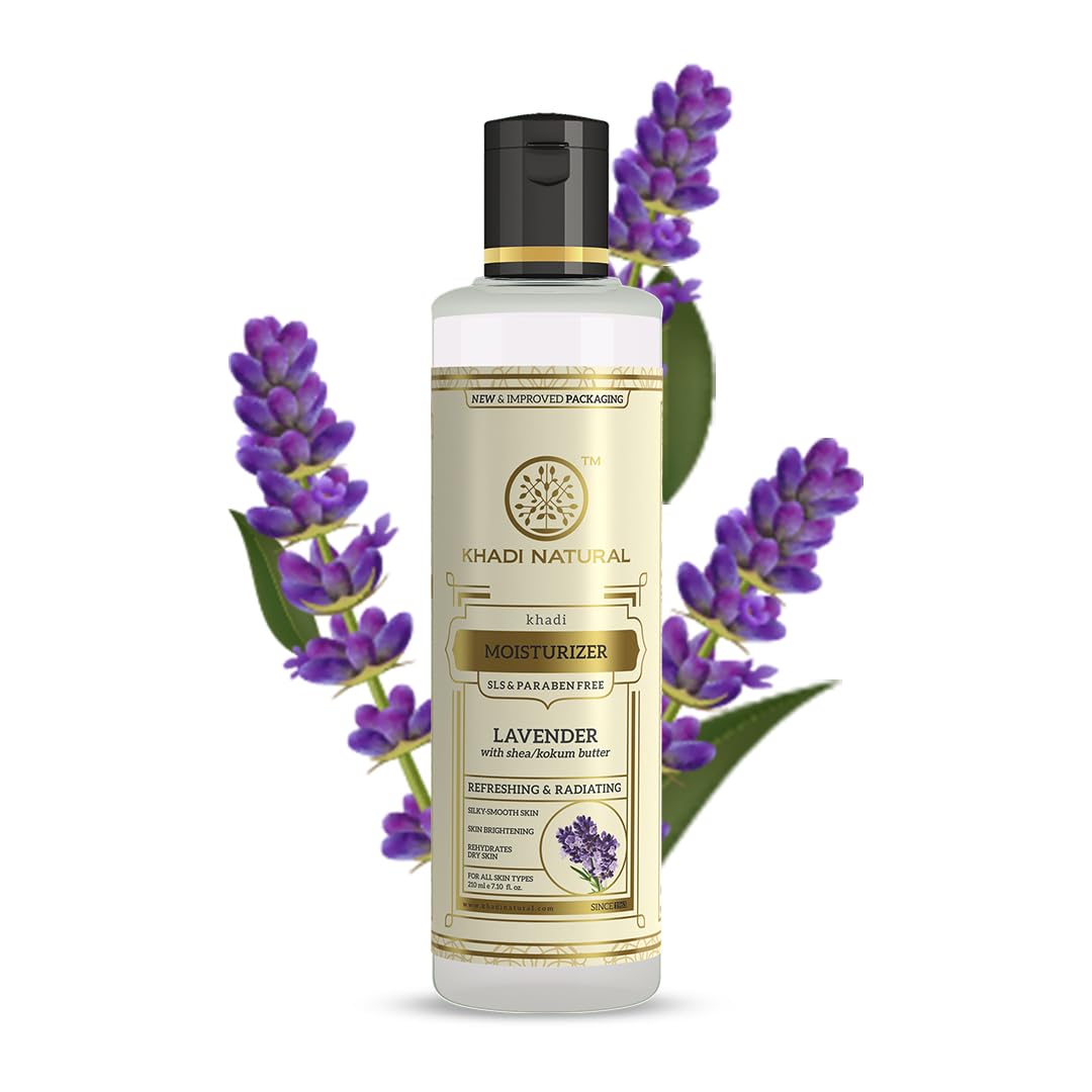 Khadi Natural lavender body lotion 210 ml front bottle view