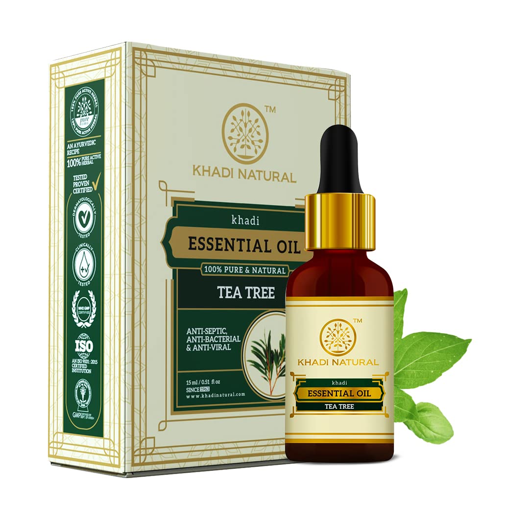 Khadi Natural 15 ml tea tree essential oil front pack shot