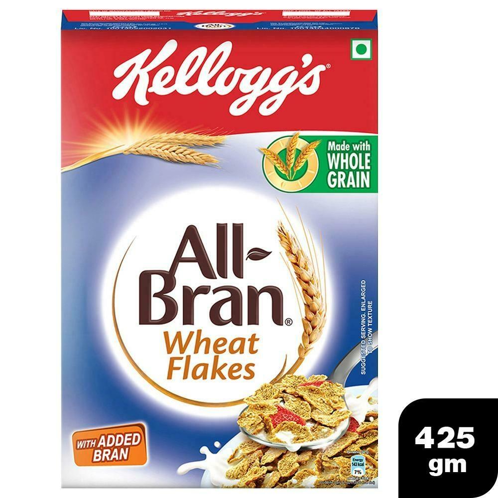 Front-facing Kellogg's All Bran Wheat Flakes breakfast cereal box