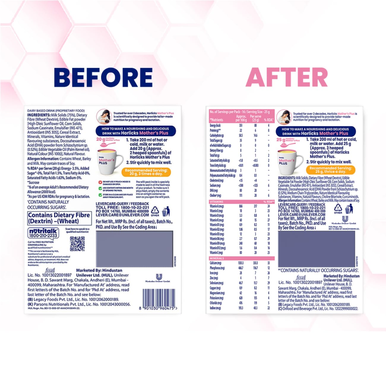 Horlicks Mother's Plus Kesar 400 G BIB, For Pregnancy And Lactation With Protein For Birth Weight And DHA For Brain Development - No Added Sugar 20Sachets, 400 Grams Powder, 20 Servings – view 4