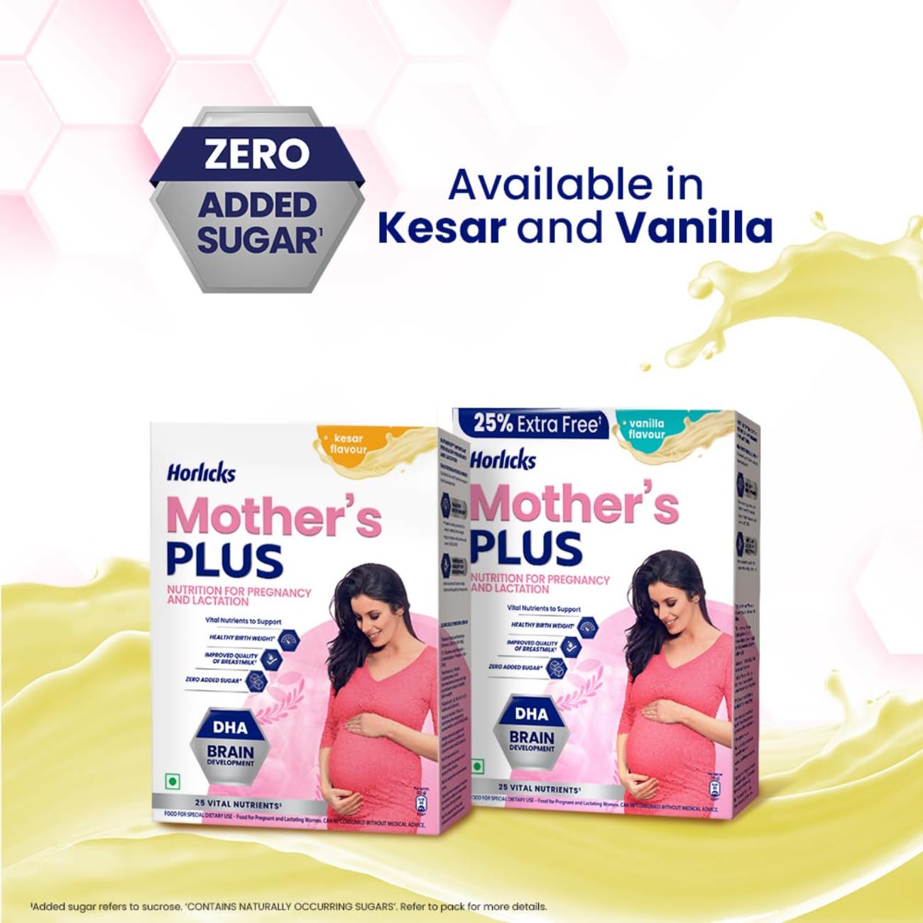 Horlicks Mother's Plus Kesar 400 G BIB, For Pregnancy And Lactation With Protein For Birth Weight And DHA For Brain Development - No Added Sugar 20Sachets, 400 Grams Powder, 20 Servings – view 9