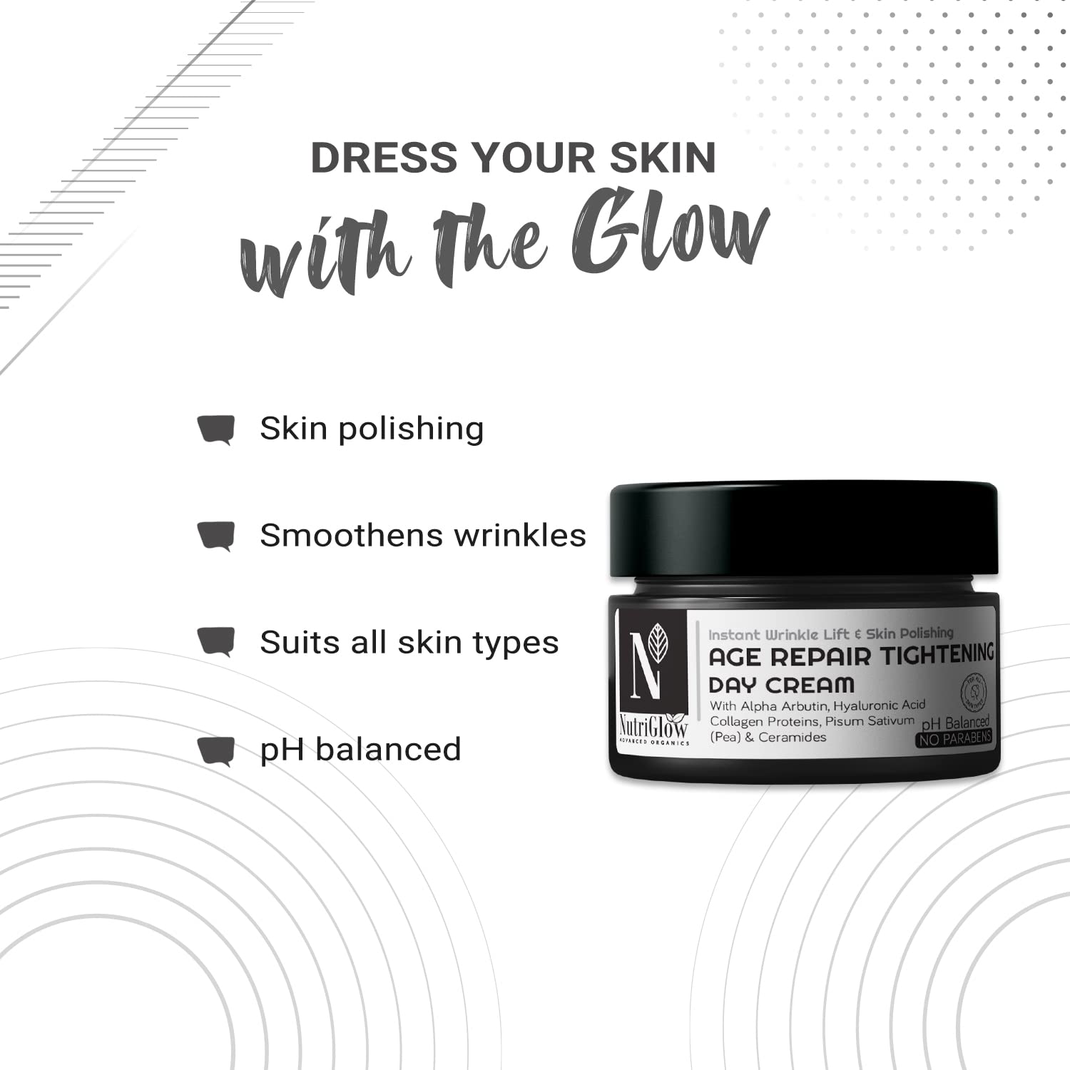 Nutriglow Advanced Organics Age Repair Tightening Day Cream for Instant Wrinkle lift, Soft Skin with Vitamin C - All Skin Types - 50g – view 2