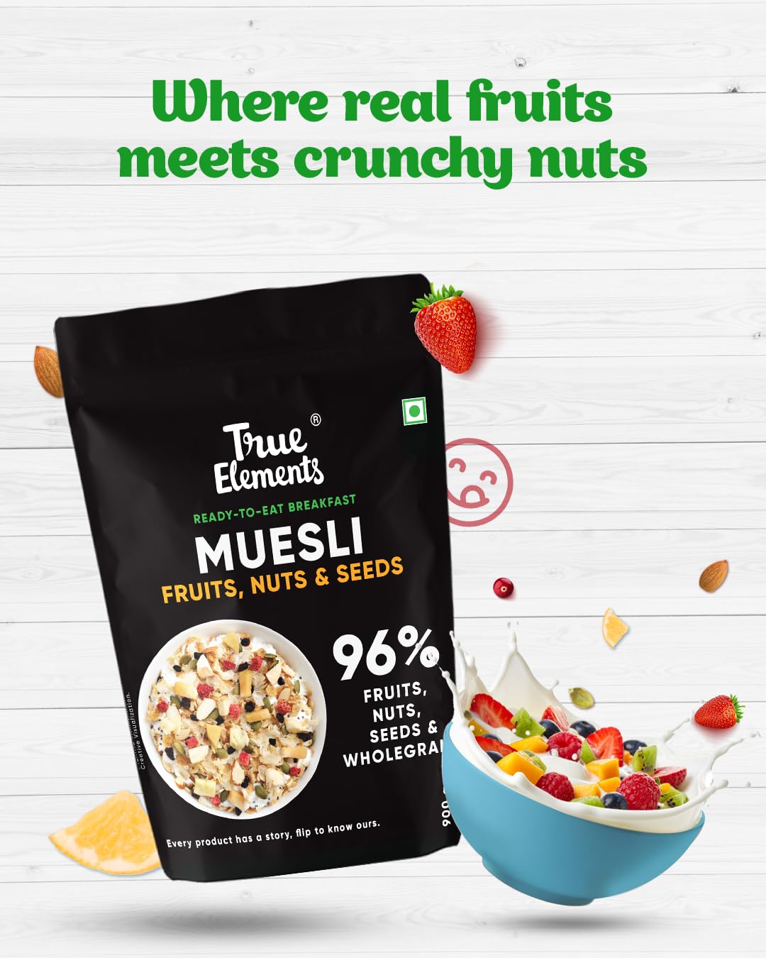 True Elements Muesli Fruit and Nuts 1kg - With Real Fruits & Almonds – view 2
