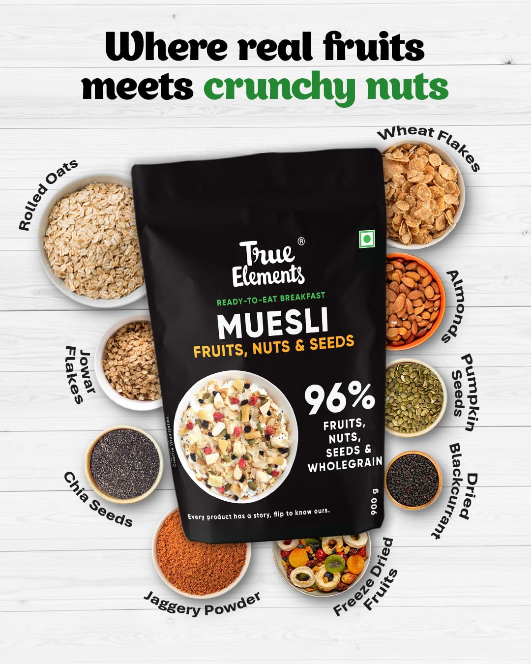 True Elements Muesli Fruit and Nuts 1kg - With Real Fruits & Almonds – view 3