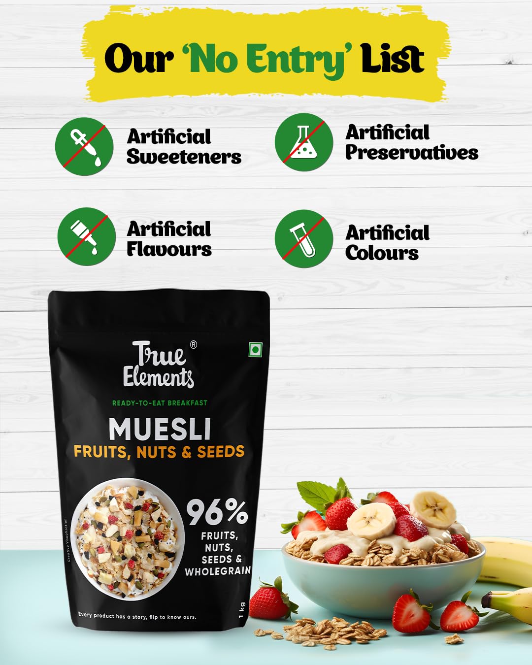 True Elements Muesli Fruit and Nuts 1kg - With Real Fruits & Almonds – view 4