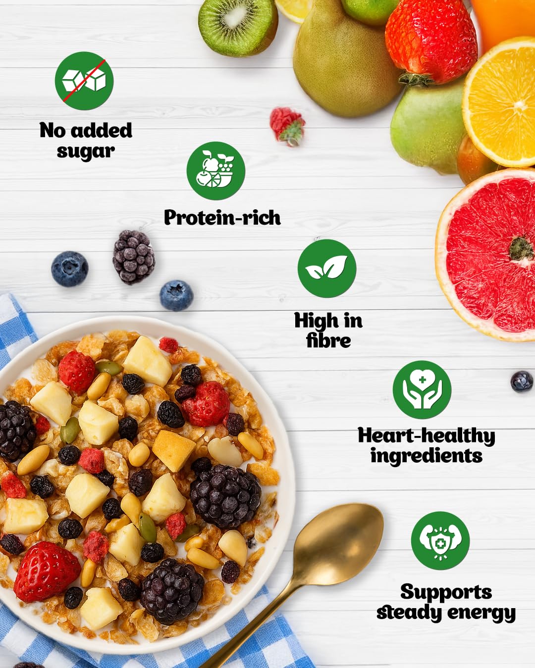 True Elements Muesli Fruit and Nuts 1kg - With Real Fruits & Almonds – view 5