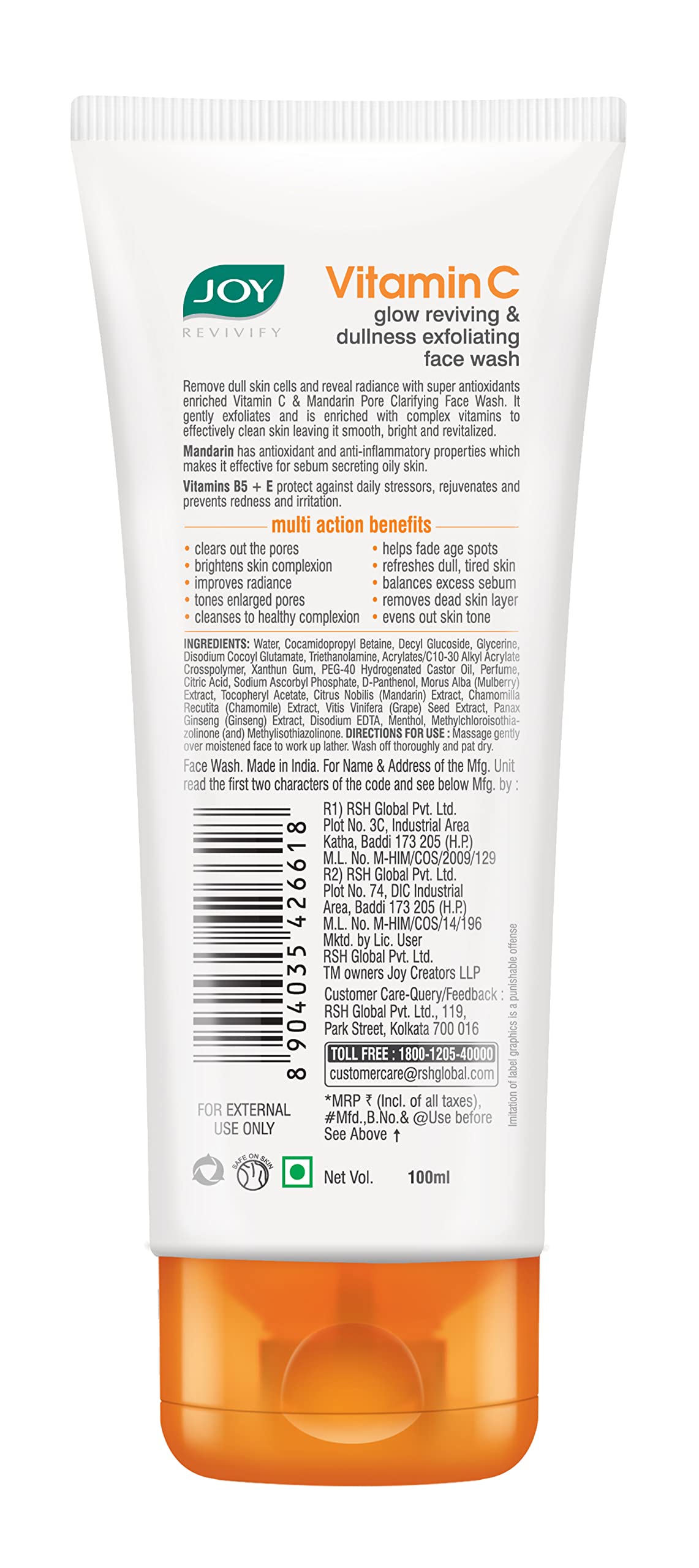 Joy Vitamin C Brightening Face Wash For Bright and Glowing Skin 100ml x 2 – view 3