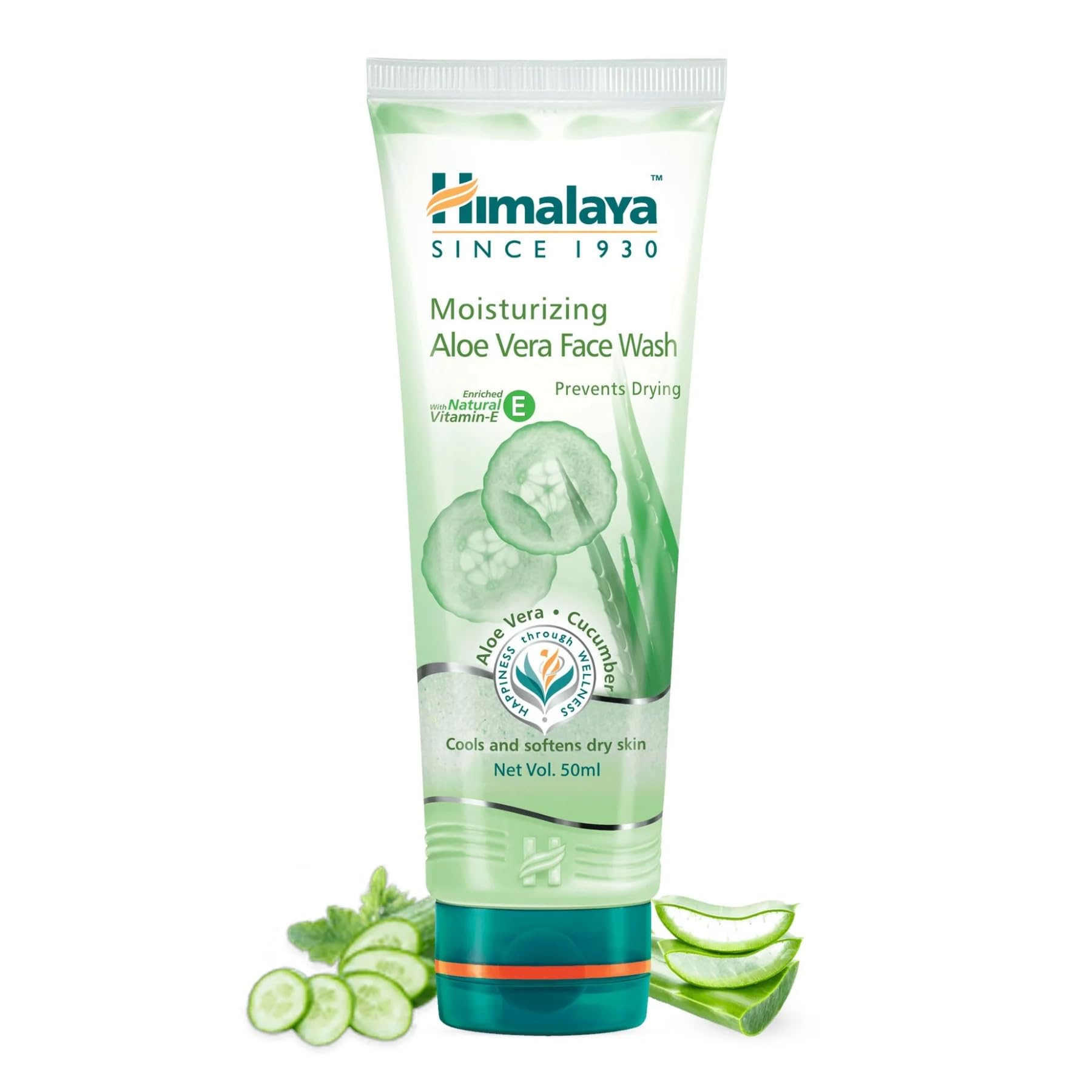Himalaya moisturizing aloe vera face wash cream tube for dry skin