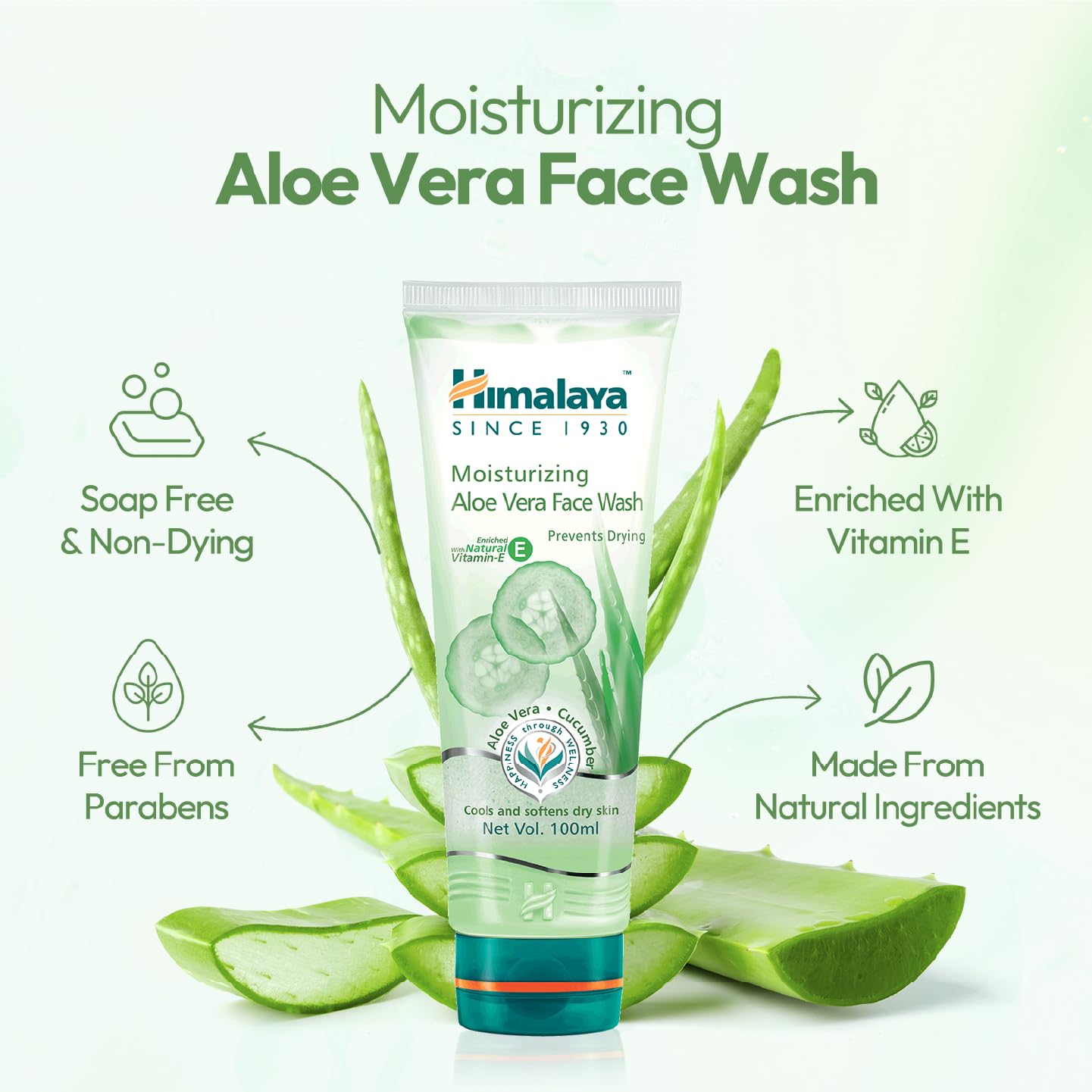 Himalaya Herbals Moisturizing Aloe Vera Face Wash Cream, 50ml – view 3