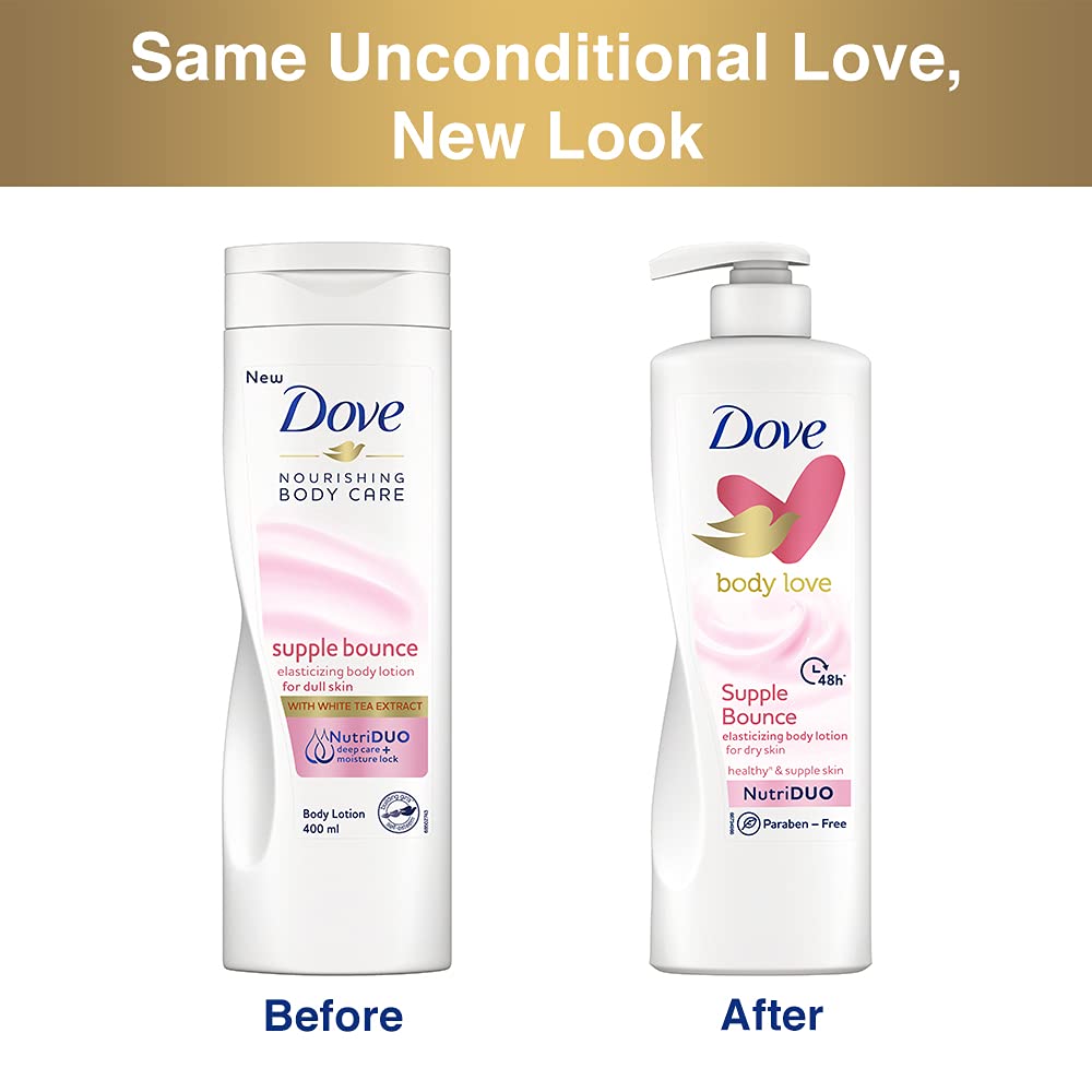 Dove Body Love, Supple Bounce Body Lotion, 400 ml , for Supple Healthy Skin, 48hrs Long-Lasting Moisturization, Paraben-Free, Plant Based Moisturizer – view 6