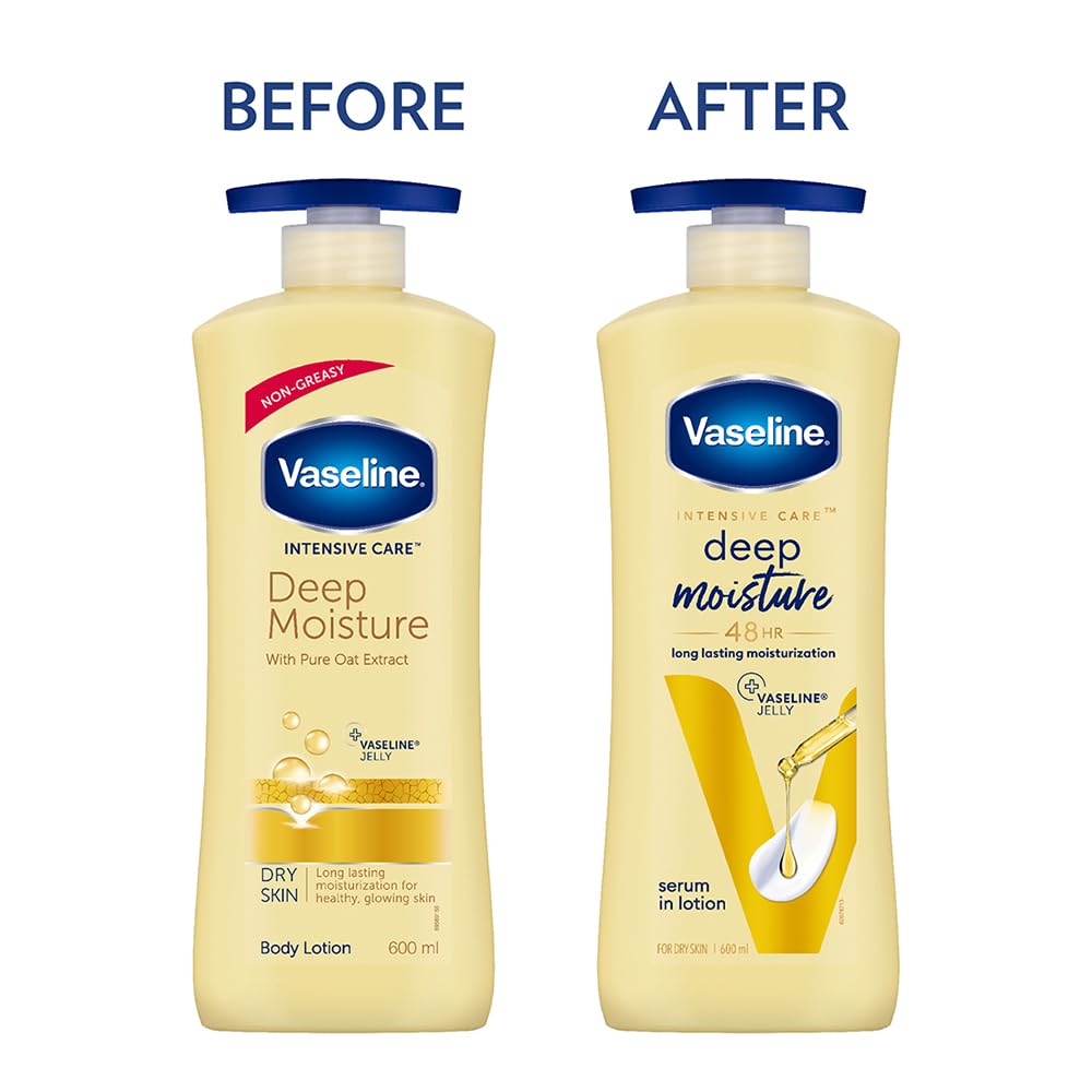 Vaseline Intensive Care, Deep Moisture Nourishing Body Lotion, 600ml, for Radiant, Glowing Skin, with Glycerin, Non-Sticky, Fast Absorbing, Daily Moisturizer for Dry, Rough Skin, For Men & Women – view 3
