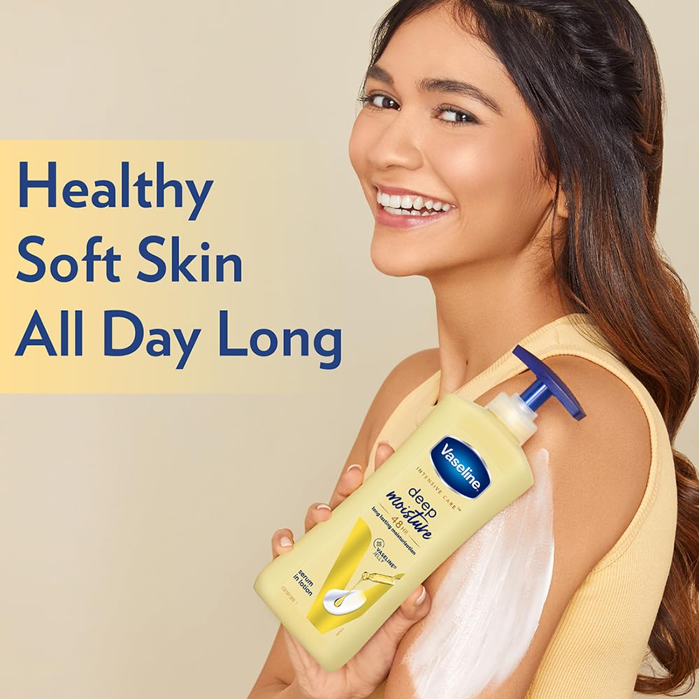 Vaseline Intensive Care, Deep Moisture Nourishing Body Lotion, 600ml, for Radiant, Glowing Skin, with Glycerin, Non-Sticky, Fast Absorbing, Daily Moisturizer for Dry, Rough Skin, For Men & Women – view 4
