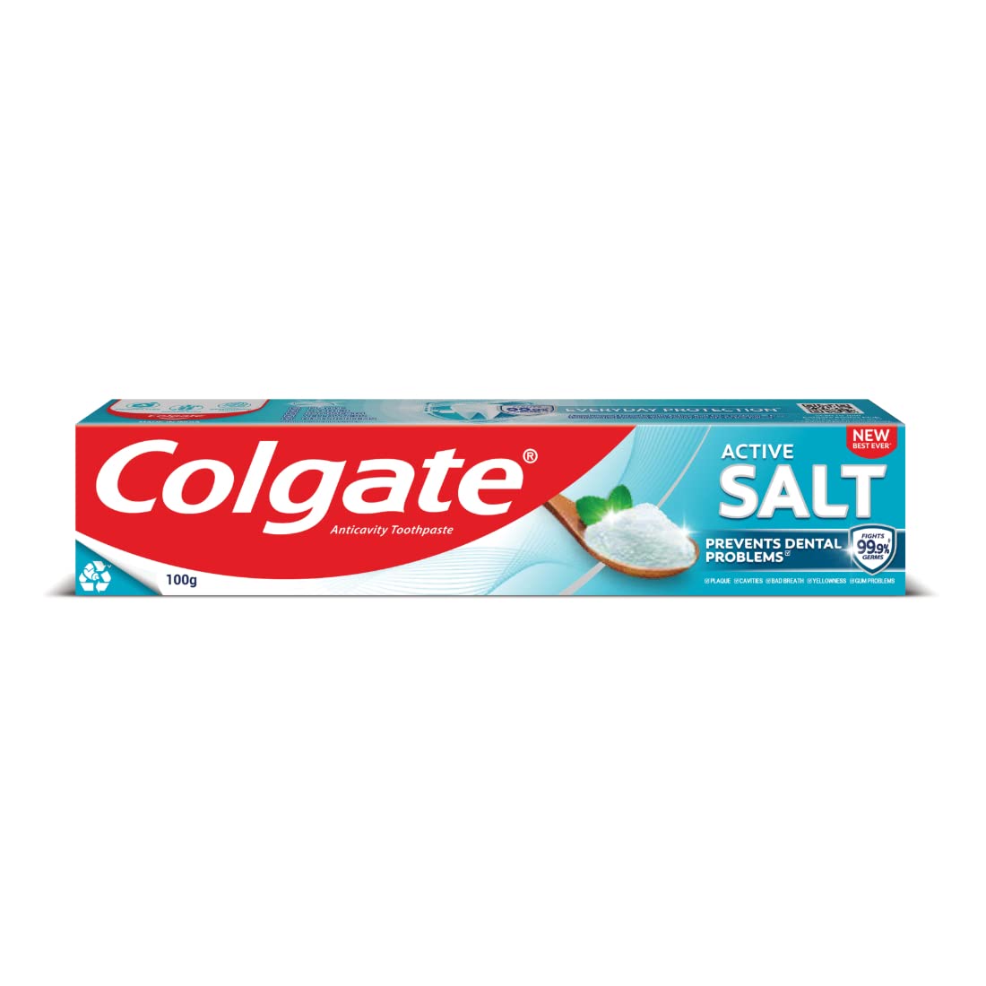 Colgate Active Salt Toothpaste, Daily Germ Protection, Pack of 100g, Colgate Toothpaste with Salt and Mint, Healthy Gums & Teeth, Toothpaste that Fights Germs & Eliminates Bad Breath