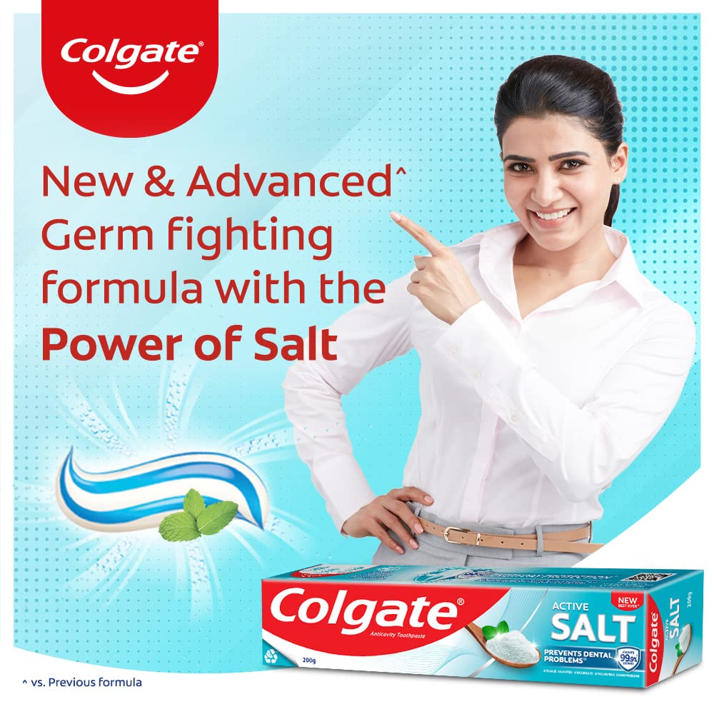Colgate Active Salt Toothpaste, Daily Germ Protection, Pack of 100g, Colgate Toothpaste with Salt and Mint, Healthy Gums & Teeth, Toothpaste that Fights Germs & Eliminates Bad Breath – view 2